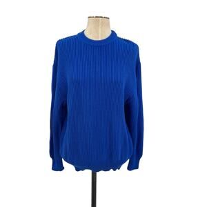 Bogner Vintage Sweater Ribbed Knit Cotton Acrylic Blend Blue Size US 10